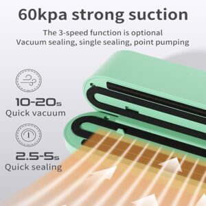 Mini Cordless Vacuum Sealer, 2025 New Mini Wireless Vacuum Sealer, 3 in 1 Cordless Handheld, Food Preservation Packaging, Chip Bags and for Dry/Moist Food Storage (Green)