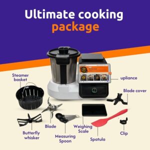 AI Cooking Assistant | 500+ Guided Recipes | 16 Cooking Modes: Heat, Chop & More | Customize Recipes with AI | Eat Healthy | Touch Screen | Built-in Scale | WiFi, Mobile App | 1-Year Warranty